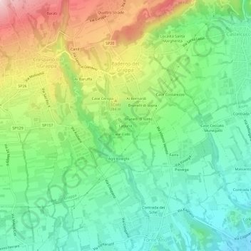 Mapa topográfico Laguna, altitud, relieve
