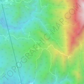 Mapa topográfico Tabaan Norte, altitud, relieve