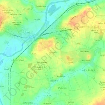 Mapa topográfico La Vallée, altitud, relieve
