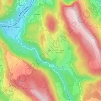 Mapa topográfico Blanaz, altitud, relieve