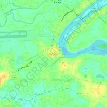 Mapa topográfico Kanjoor, altitud, relieve