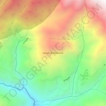 Mapa topográfico Vereda El Mamonal, altitud, relieve