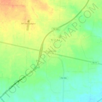 Mapa topográfico Randolph, altitud, relieve