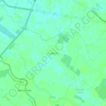 Mapa topográfico Eugenia, altitud, relieve