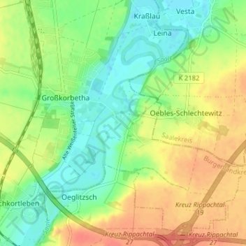 Mapa topográfico Kleinkorbetha, altitud, relieve