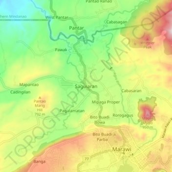Mapa topográfico Saguiaran, altitud, relieve