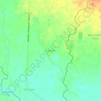 Mapa topográfico Tagbakin, altitud, relieve
