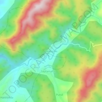 Mapa topográfico Pendajam, altitud, relieve