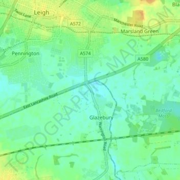Mapa topográfico Lately Common, altitud, relieve