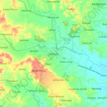 Mapa topográfico Janiuay, altitud, relieve