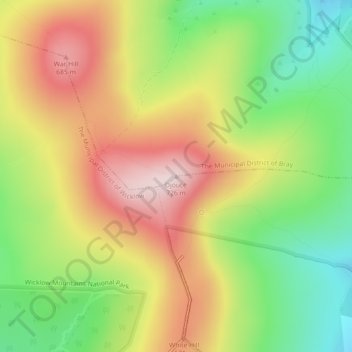 Mapa topográfico Djouce, altitud, relieve