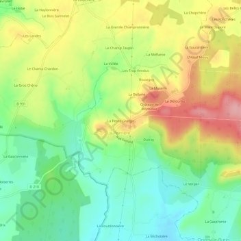 Mapa topográfico La Petite Grange, altitud, relieve