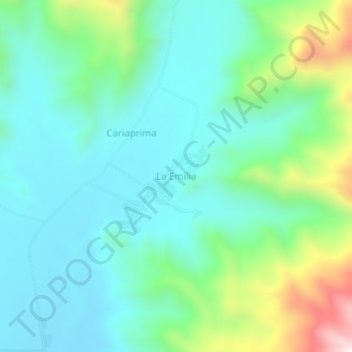 Mapa topográfico La Emilia, altitud, relieve