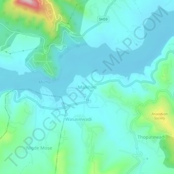 Mapa topográfico Malkhed, altitud, relieve