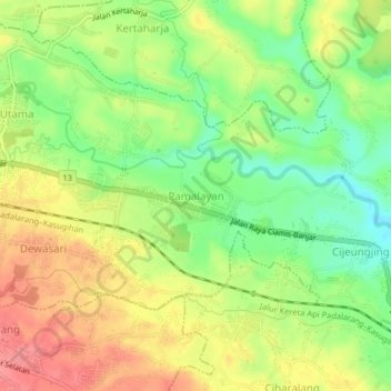 Mapa topográfico Pamalayan, altitud, relieve