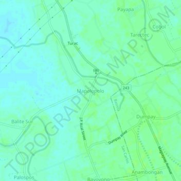 Mapa topográfico Mapolopolo, altitud, relieve