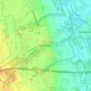Mapa topográfico Wankum, altitud, relieve