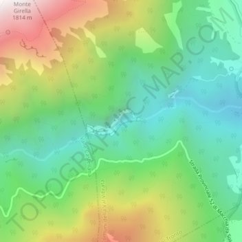 Mapa topográfico Gole del Salinello, altitud, relieve