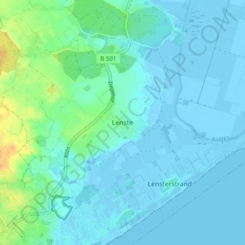 Mapa topográfico Lenste, altitud, relieve