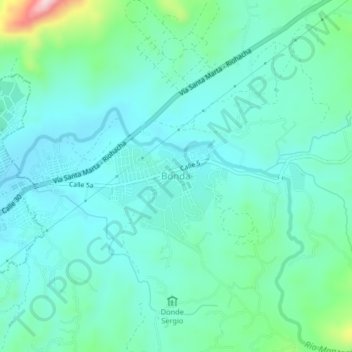 Mapa topográfico Bonda, altitud, relieve