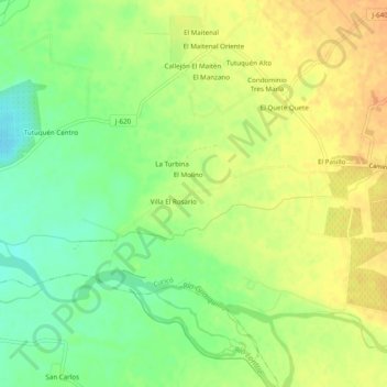 Mapa topográfico Convento Viejo, altitud, relieve