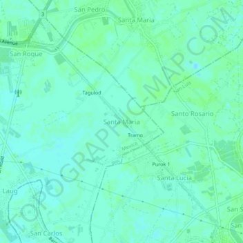 Mapa topográfico Santa Maria, altitud, relieve