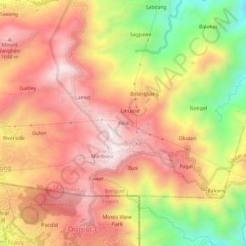 Mapa topográfico Peril, altitud, relieve