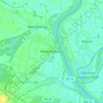 Mapa topográfico Niedermotzing, altitud, relieve