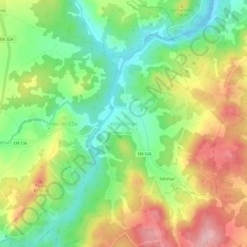 Mapa topográfico Vale Longo, altitud, relieve