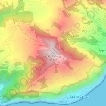 Mapa topográfico Água Retorta, altitud, relieve