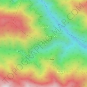 Mapa topográfico Tapaha, altitud, relieve