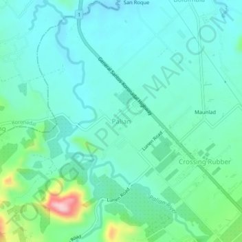 Mapa topográfico Palian, altitud, relieve