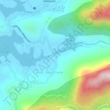 Mapa topográfico Kariyathumpara, altitud, relieve