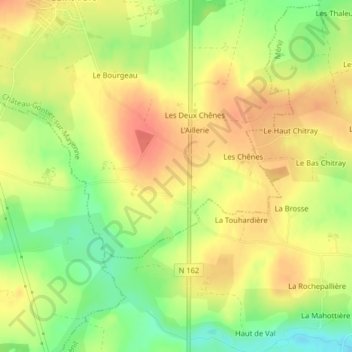 Mapa topográfico La Bruyère, altitud, relieve