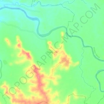 Mapa topográfico Deogarh, altitud, relieve