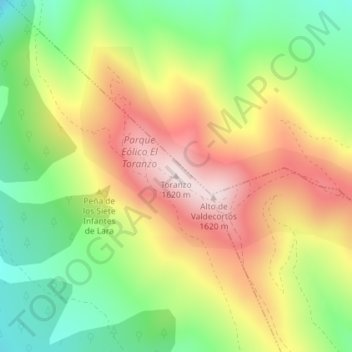 Mapa topográfico Toranzo, altitud, relieve