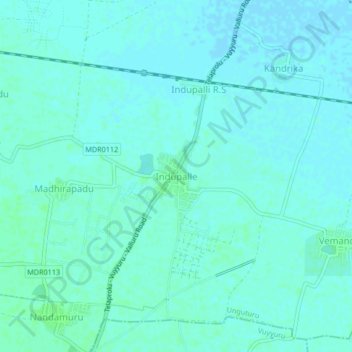 Mapa topográfico Indupalle, altitud, relieve