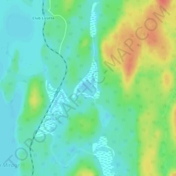 Mapa topográfico Lac Minerve, altitud, relieve