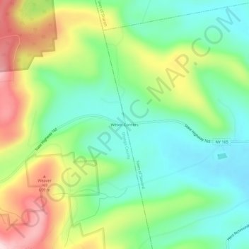 Mapa topográfico Weber Corners, altitud, relieve