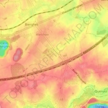 Mapa topográfico Wisbecq, altitud, relieve