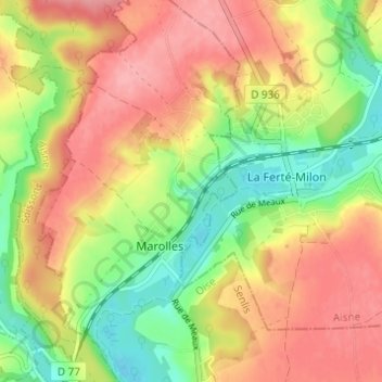 Mapa topográfico Nimer, altitud, relieve