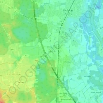 Mapa topográfico Obermühl, altitud, relieve