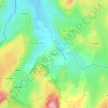 Mapa topográfico Recoulette, altitud, relieve