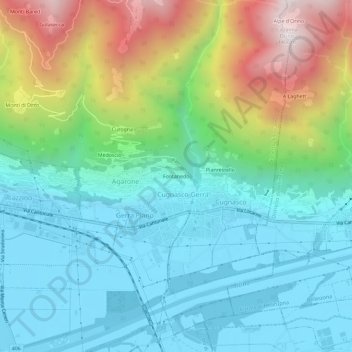 Mapa topográfico Fontanedo, altitud, relieve