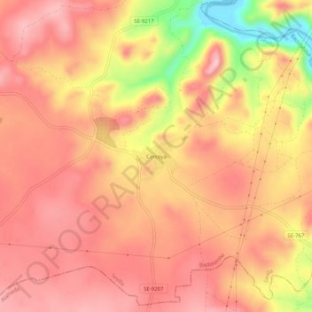 Mapa topográfico Corcoya, altitud, relieve