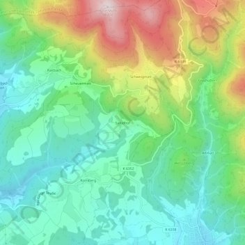Mapa topográfico Sattelhof, altitud, relieve