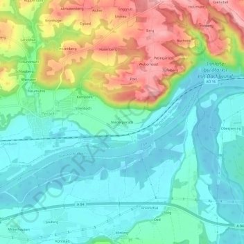 Mapa topográfico Niederperach, altitud, relieve