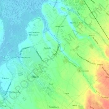 Mapa topográfico Ribas, altitud, relieve