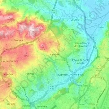 Mapa topográfico Ramada, altitud, relieve