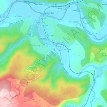 Mapa topográfico Loumière, altitud, relieve
